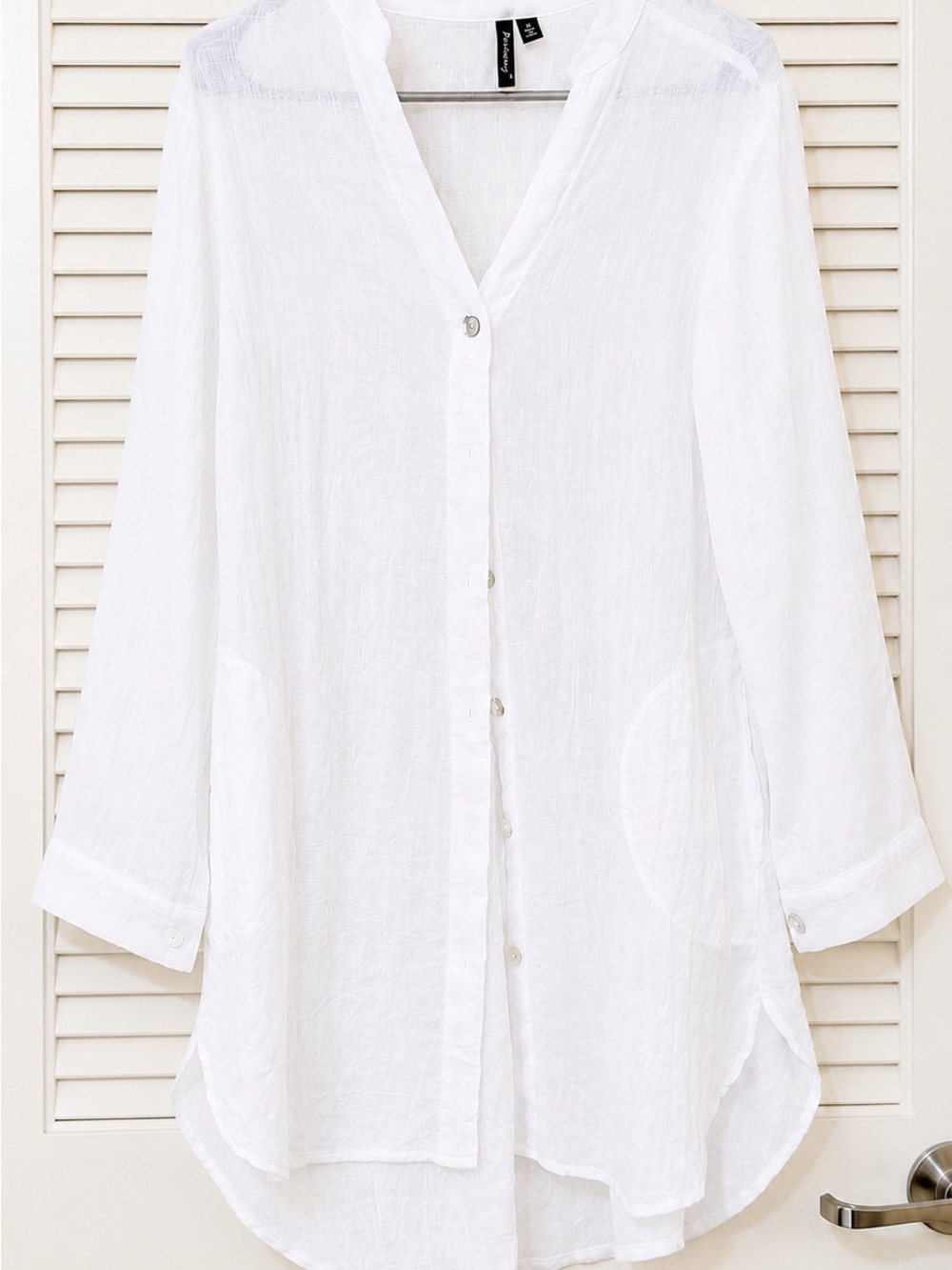 Portocruz White Gauze Beach Cover Up Tunic Shirt NWOT Size Medium - Picture 3 of 5